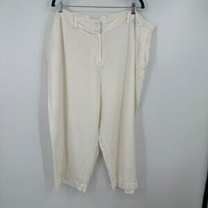 Avenue Stretch Pull On Capri Dress Pants Womens Size 26 white Linen blend White